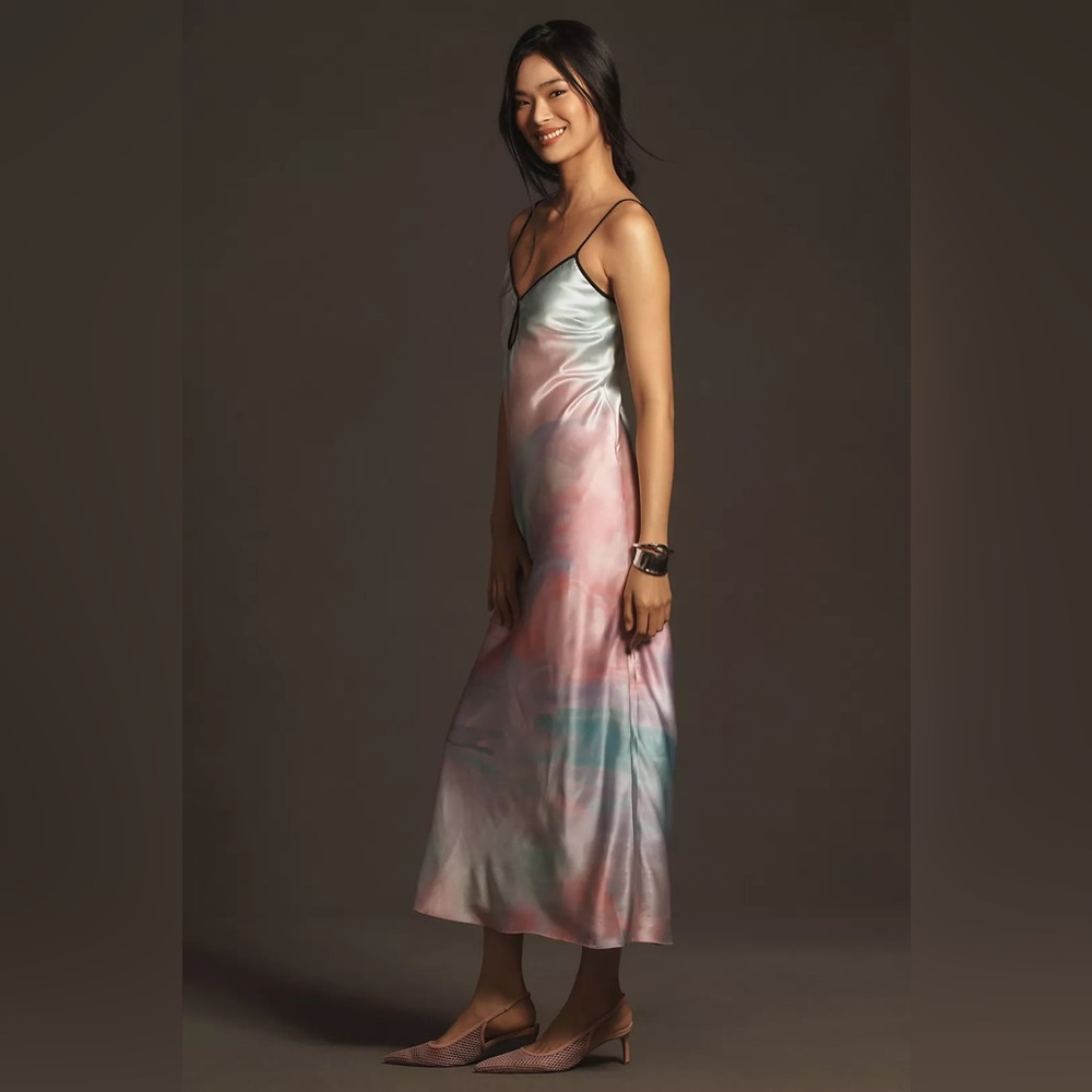 NWT. Anthropologie Geisha Designs Printed Slip Midi Dress. NEW - Picture 2 of 9